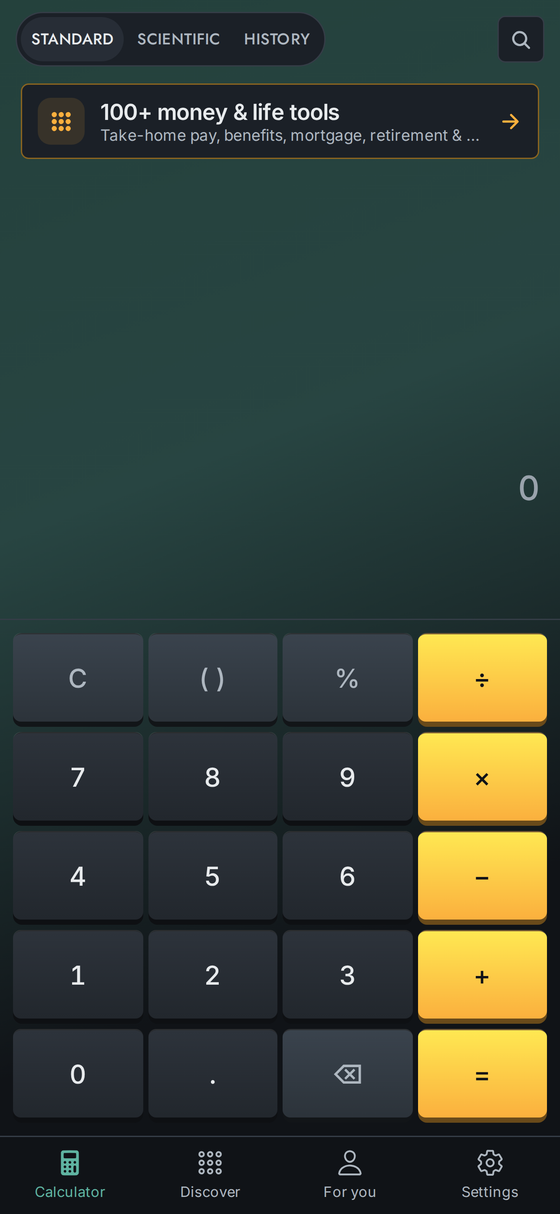 Reckato home screen showing monthly take-home pay and the money-you-may-be-owed check above the keypad